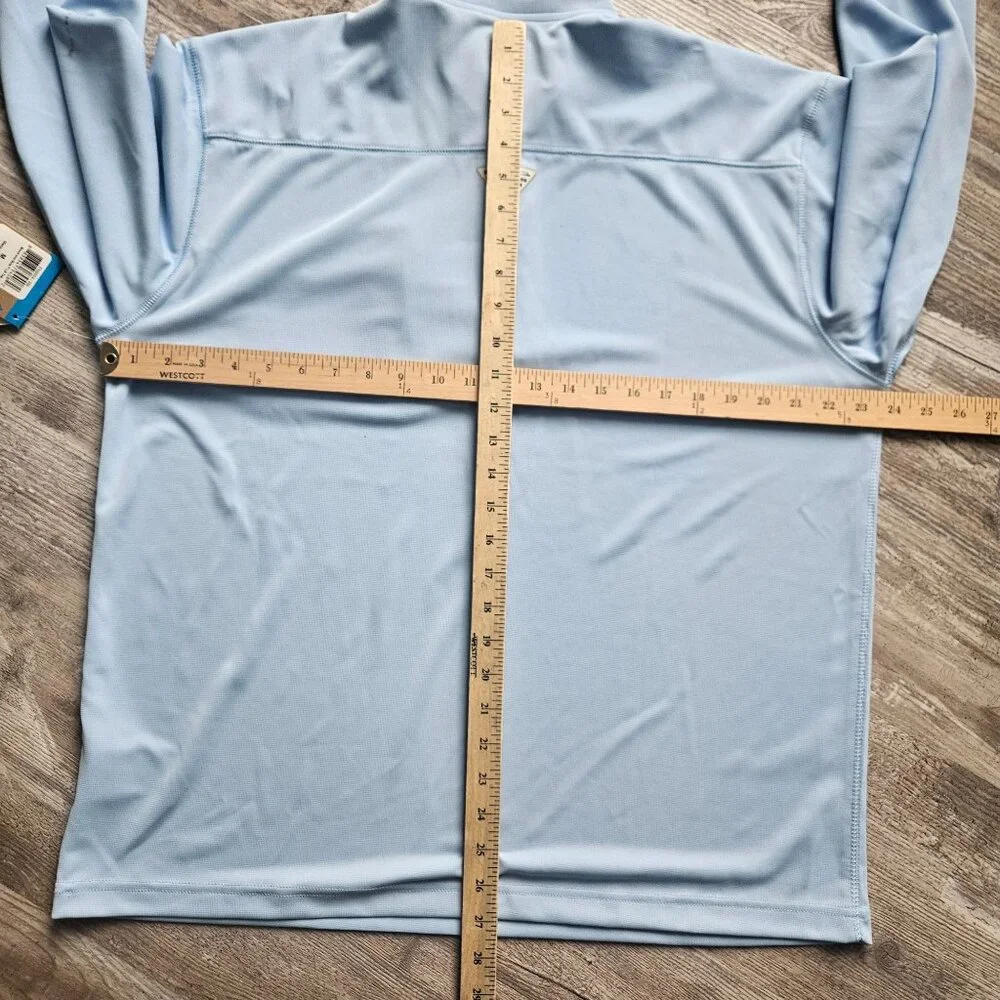 Columbia Mens Blood N Guts LS Tee Omni Shield Shade UPF 30 Light Blue Size M NEW - Picture 16 of 16